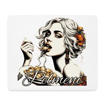 Pelmeni beautiful blonde woman eats gift - Mouse Pad (horizontal) - white - Front