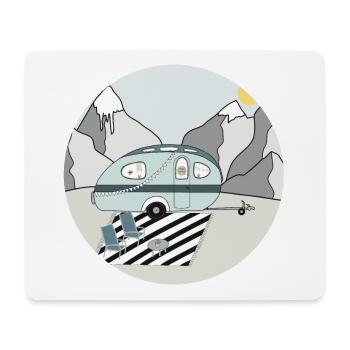 Camping in the mountains with caravan - Mouse Pad (horizontal) - white - Front