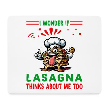 Je me demande si la lasagne pense à moi aussi - Tapis de souris (format paysage) - blanc - Devant