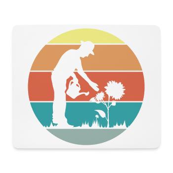 Gärtner retro Pflanzen Sonnenblume icon Garten - Mousepad (Querformat) - Weiß - Vorne