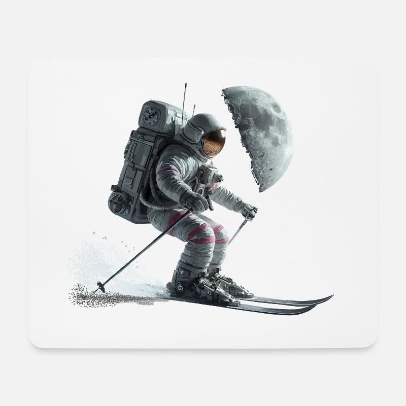 Astronaut Skifahrer - Mousepad (Querformat) - Weiß