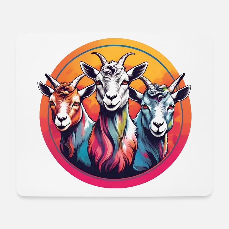 Drei Ziegen im Farbkreis - Mousepad (Querformat) - Weiß