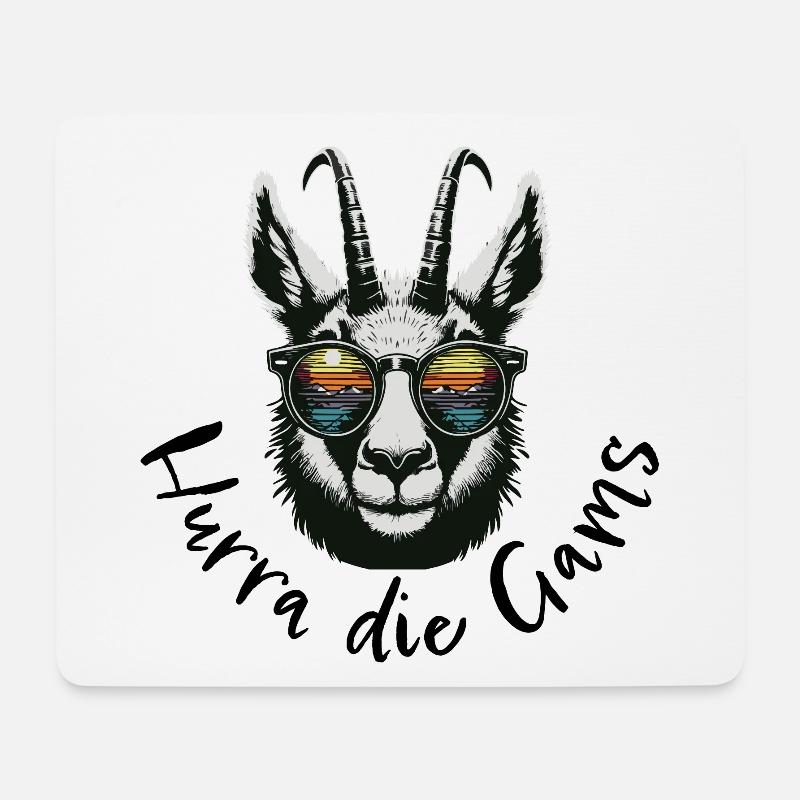 hurra die gams schifahren schirurlaub berg wandern - Mousepad (Querformat) - Weiß