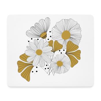 Bouquet floral en contraste avec les lignes jaunes - Tapis de souris (format paysage) - blanc - Devant