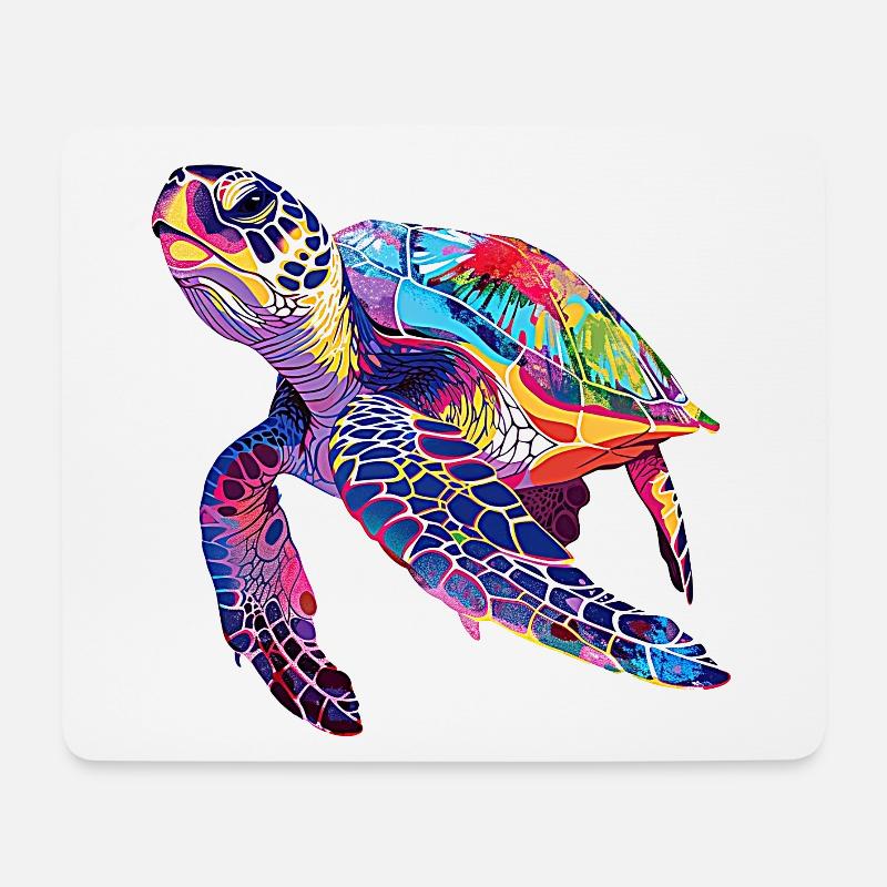 Schildkröte rainbow - Mousepad (Querformat) - Weiß
