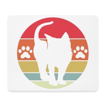 retro cat cute logo icon vintage illustration - Mouse Pad (horizontal) - white - Front