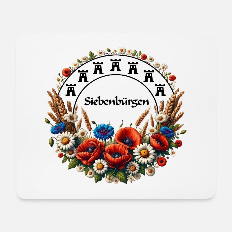 Siebenbuergen Tshirt mit floralem Design für Damen - Mousepad (Querformat) - Weiß