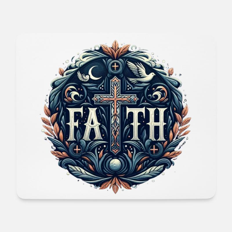 Glaube Kreuz Ornament - Mousepad (Querformat) - Weiß