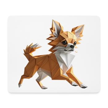 chien chihuahua mignon origami géométrique 3d - Tapis de souris (format paysage) - blanc - Devant