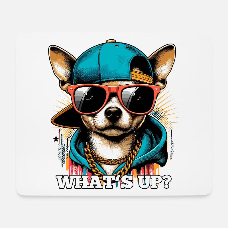 Was geht ab? Cooler Chihuahua Hund Geschenk - Mousepad (Querformat) - Weiß