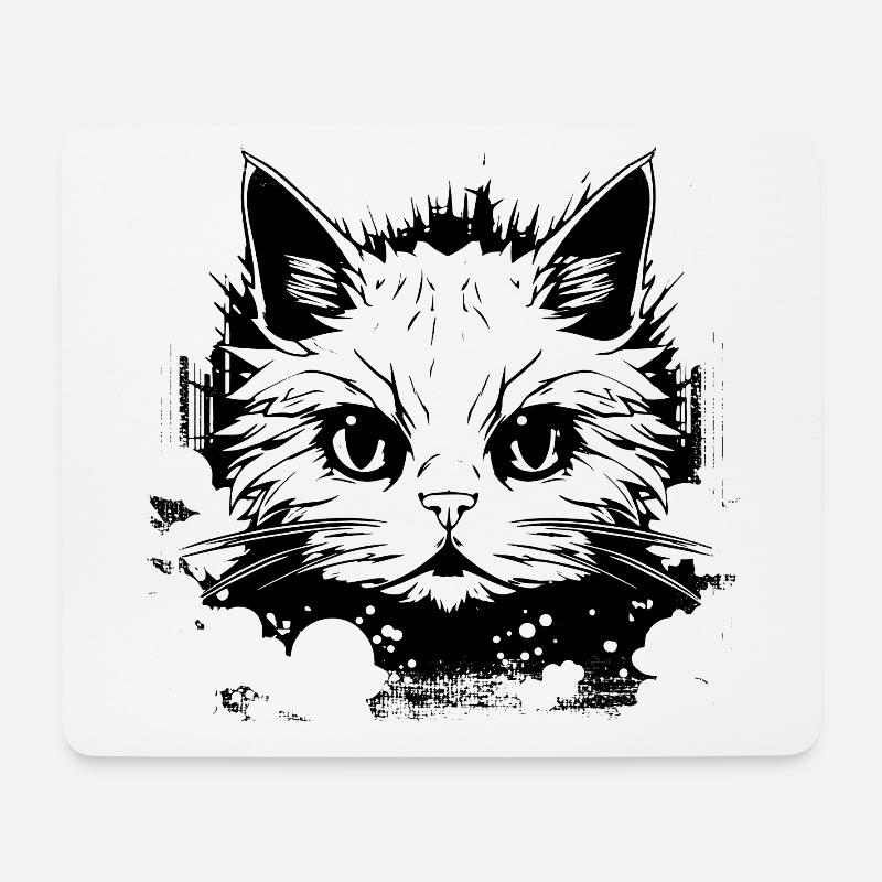 Katze Anime - Mousepad (Querformat) - Weiß