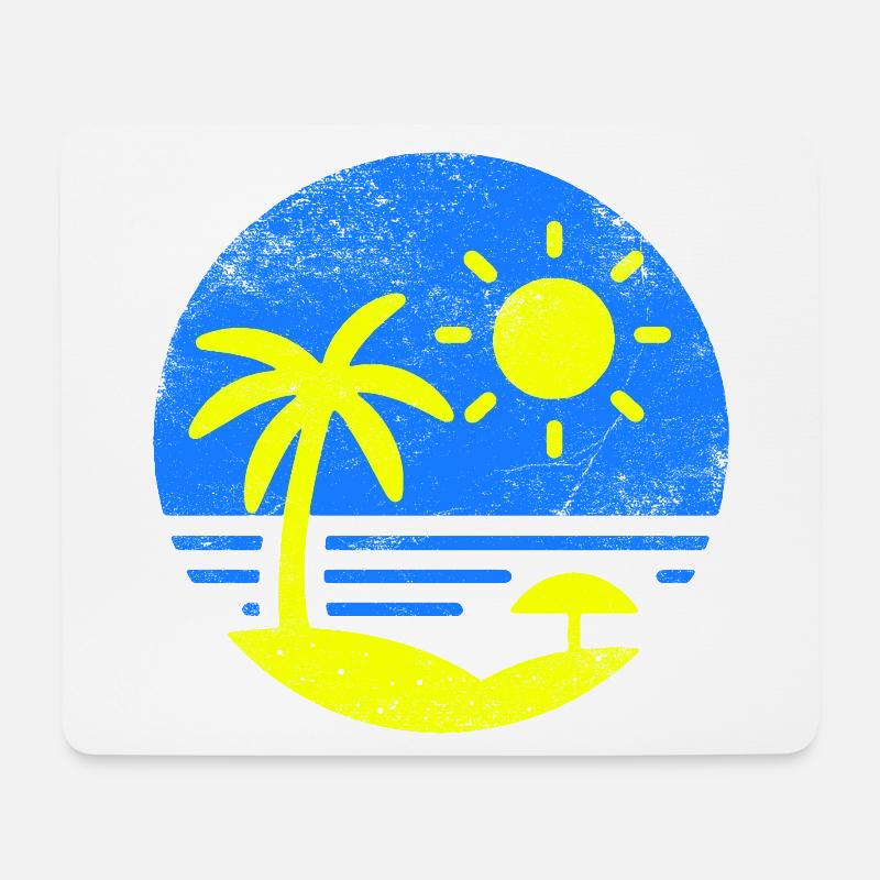 Vintage Beach Blue Yellow - Mouse Pad (horizontal) - white