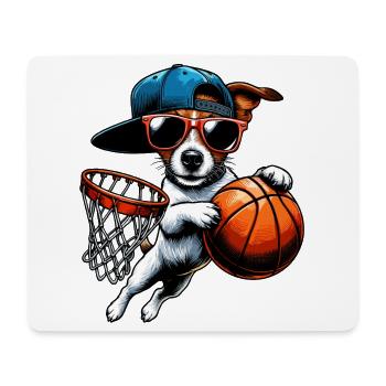 Jack Russell Basketball Sonnenbrille Kappe Design - Mousepad (Querformat) - Weiß - Vorne