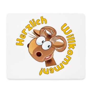 Herzlich Willkommen - Widder Schafe - Mousepad (Querformat) - Weiß - Vorne