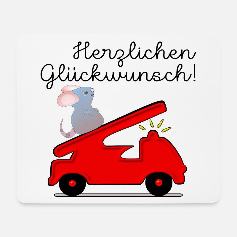 KINDERGEBURTSTAG FEUERWEHRAUTO - Mousepad (Querformat) - Weiß