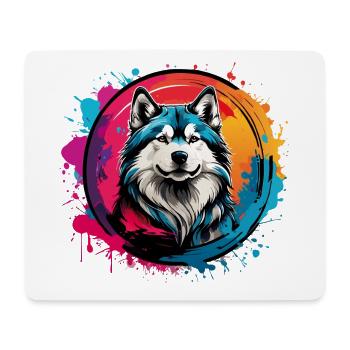 Sibirischer Husky Huskyportrait im Farbkreis - Mousepad (Querformat) - Weiß - Vorne