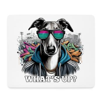 Windhund Was geht ab? Hund Graffiti Geschenk - Mousepad (Querformat) - Weiß - Vorne