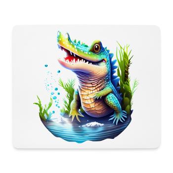 Kunterbuntes Unterwasser Krokodil - Mousepad (Querformat) - Weiß - Vorne