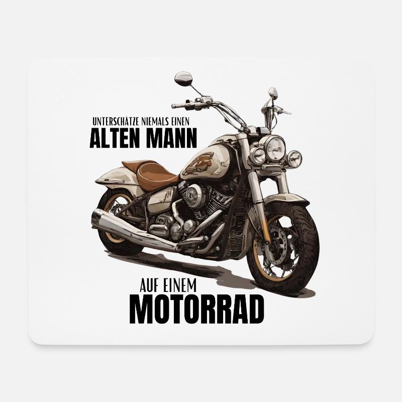 Motorrad - unterschätze niemals einen alten Mann - Mousepad (Querformat) - Weiß