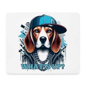 Beagle Gangsta Was geht ab? Hund Geschenk - Mousepad (Querformat) - Weiß - Vorne