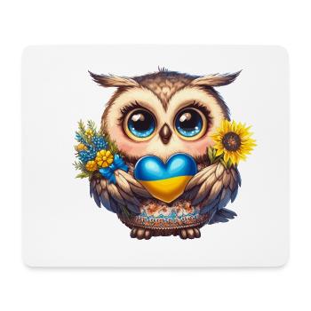 Chouette mignonne avec un coeur bleu jaune - Tapis de souris (format paysage) - blanc - Devant