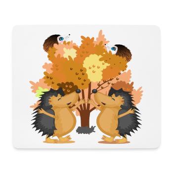 HERBST BAUM IGEL TIERILLUSTRATIONEN - Mousepad (Querformat) - Weiß - Vorne