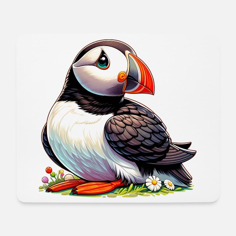 Papageitaucher - Mousepad (Querformat) - Weiß