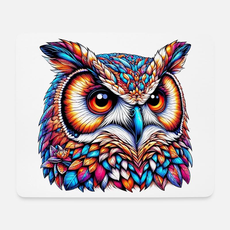 Eule - Mousepad (Querformat) - Weiß