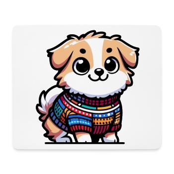 Snug Pup: Der Pullover tragende Hund - Mousepad (Querformat) - Weiß - Vorne