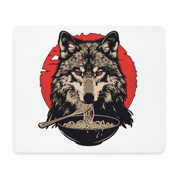 Wolf Ramen Nudeln Wolfkopf Wölfe - Mousepad (Querformat) - Weiß - Vorne