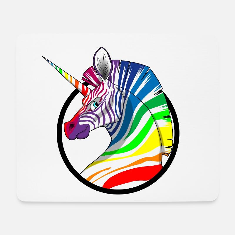 Regenbogen Einhorn Zebra - Mousepad (Querformat) - Weiß