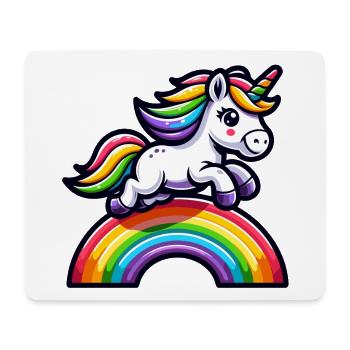 Licorne arc-en-ciel radieuse : la jument magique - Tapis de souris (format paysage) - blanc - Devant