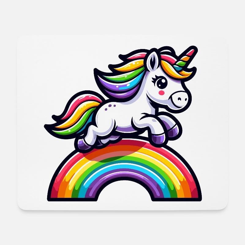 Radiant Rainbow Unicorn: Die magische Stute - Mousepad (Querformat) - Weiß