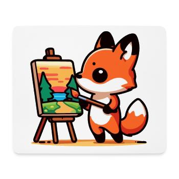 Palette de renard : le peintre de la forêt - Tapis de souris (format paysage) - blanc - Devant