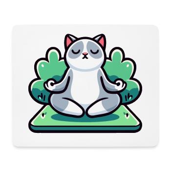 Meowmaste : le chat de yoga zen - Tapis de souris (format paysage) - blanc - Devant