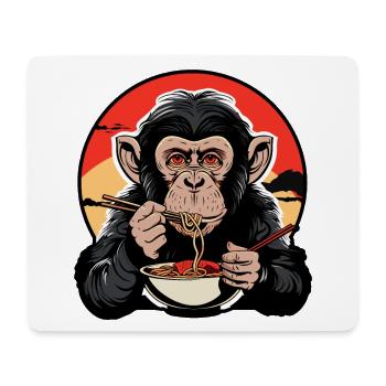 Drôle de singe nouilles ramen Japon singe chimpanzé - Tapis de souris (format paysage) - blanc - Devant