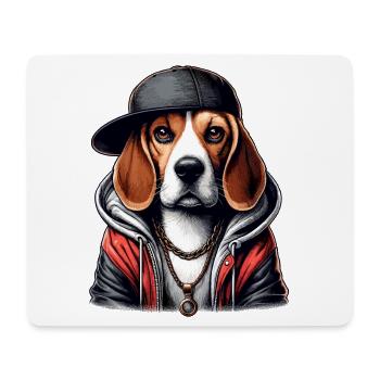 Beagle Gangsta Hund Cappy Geschenk - Mousepad (Querformat) - Weiß - Vorne