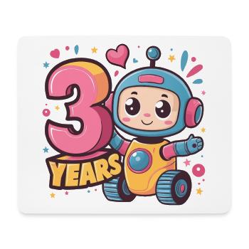 3 Jahre Kleiner Roboter mit bunten Luftballons zum - Mousepad (Querformat) - Weiß - Vorne