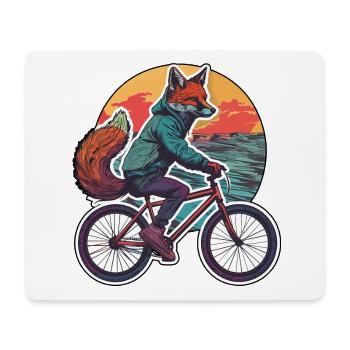 Fuchs Fahrrad Fahrradfahrer Bike Tier Füchse - Mousepad (Querformat) - Weiß - Vorne