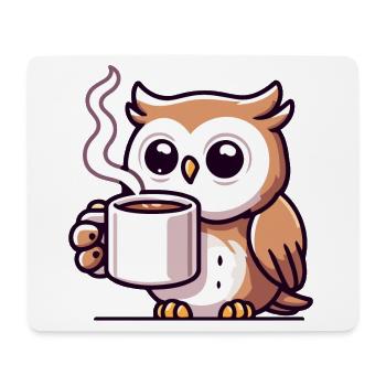 Wise Brew Owl: Der morgendliche Kaffeebegleiter - Mousepad (Querformat) - Weiß - Vorne