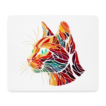 Roter Katzenkopf geometrische Kunstpolygone - Mousepad (Querformat) - Weiß - Vorne