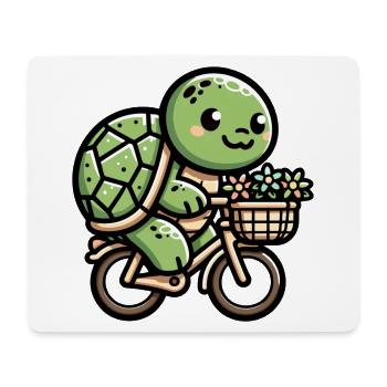 Cute Turtle Bicycle Design - Mouse Pad (horizontal) - white - Front