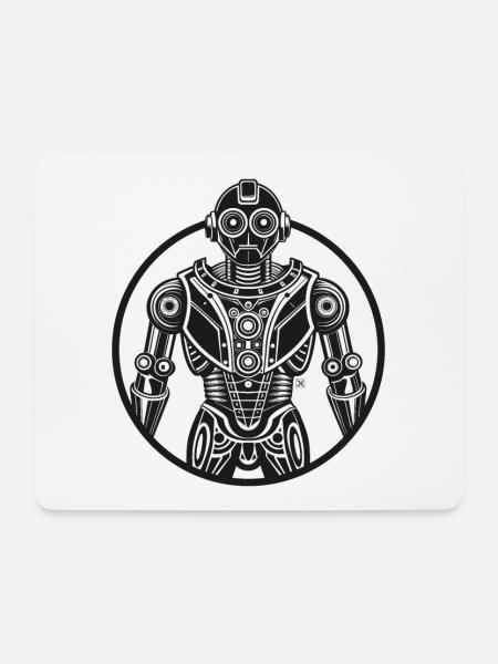 Roboter-Retro-Rundschreiben - Mousepad (Querformat) - Weiß