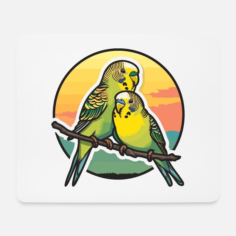 Papa Wellensittich Vater Sohn Wellensittiche - Mousepad (Querformat) - Weiß