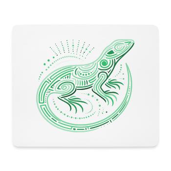 Eidechsen-Grüntöne, Aborigine-Motive, Tribal - Mousepad (Querformat) - Weiß - Vorne