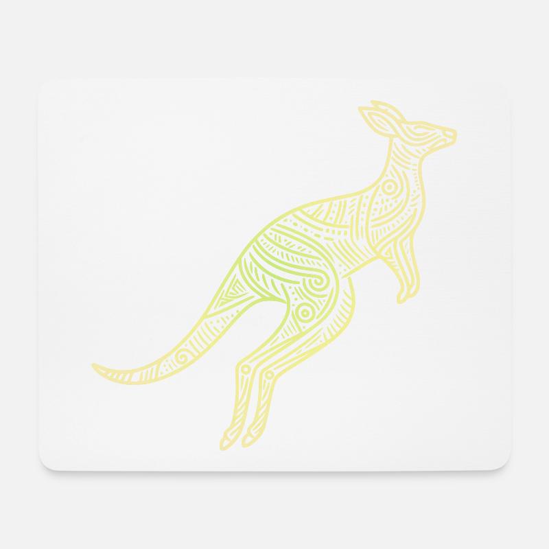 kangaroo aboriginal motifs, tribal - Mouse Pad (horizontal) - white