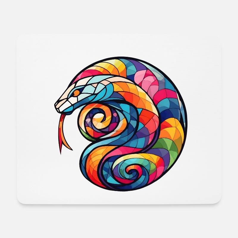 Colorful Spiral Snake - Mouse Pad (horizontal) - white