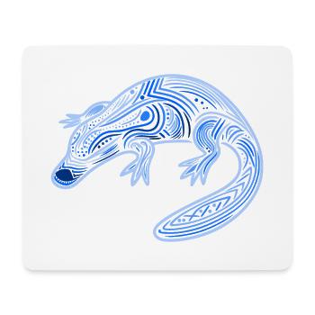 platypus, aboriginal motifs, tribal blue, - Mouse Pad (horizontal) - white - Front