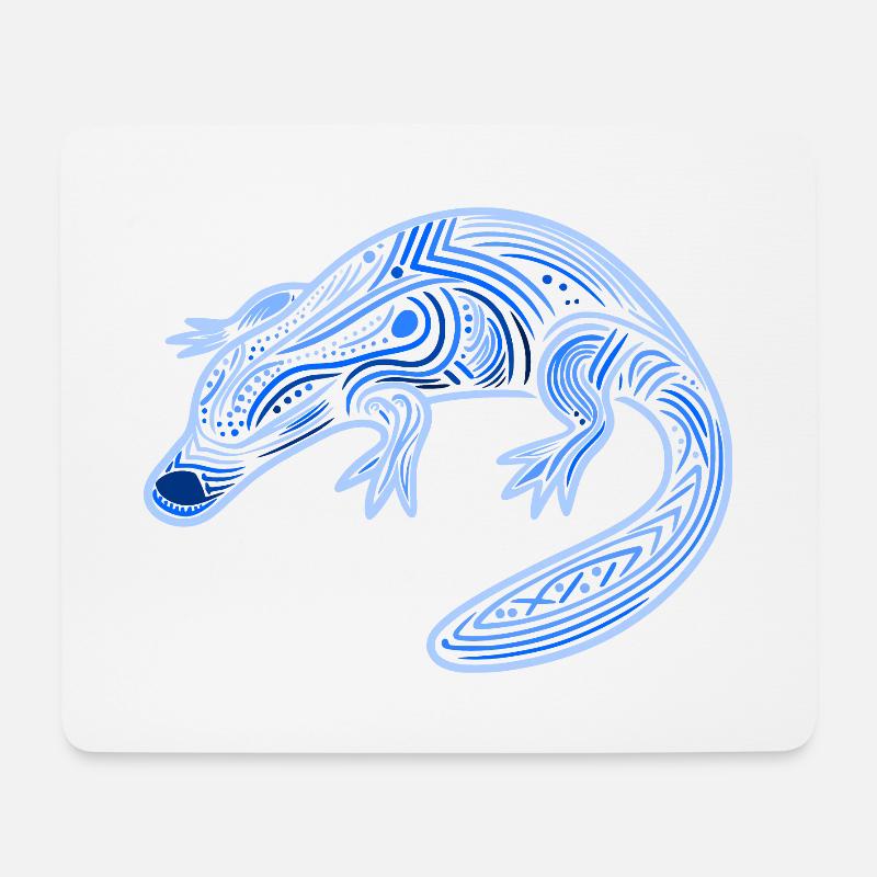 Schnabeltier, Aborigine-Motive, Stammesblau, - Mousepad (Querformat) - Weiß