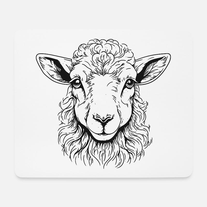 Lamm Portrait - Mousepad (Querformat) - Weiß